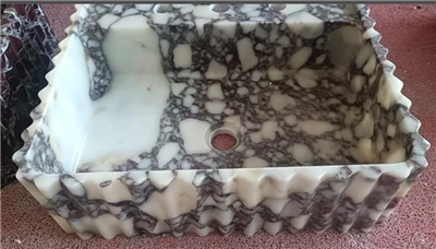 Luxury Calacatta Viola Marble Rektang Fluted Lave Basen