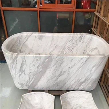 Blan Marble Bathub pou twalèt