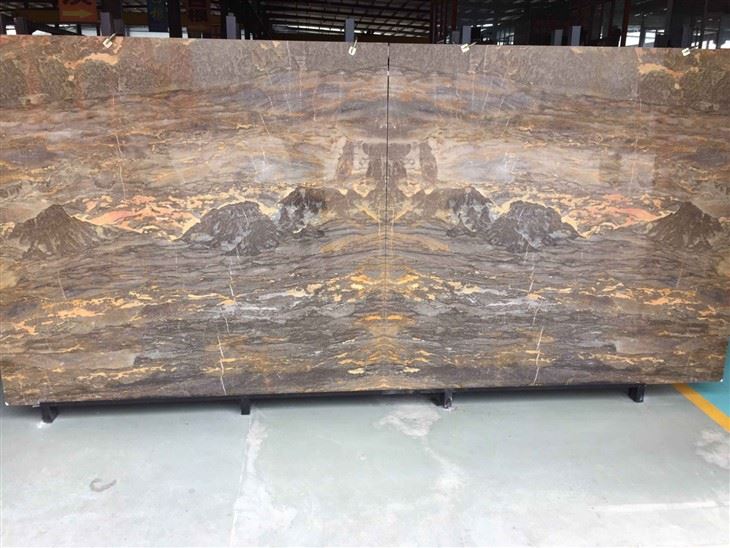 Andes Landscape With Mountain &River Background Marble Stone Slab