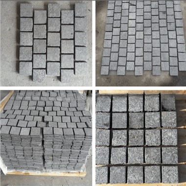 G684 Nwa Bazalt Kib / Cobble / Pavaj Stone Pou Pwojè Kare Jaden Landscape